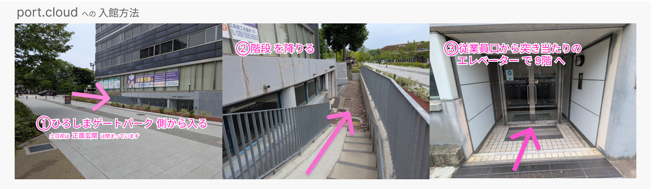 会場(port.cloud)への入館方法
